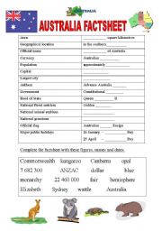 Australia factsheet - gap-fill exercise