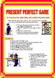 English Worksheet: PRESENT PERFECT GAME AND CONVERSATION
