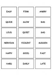 English Worksheet: Memory Game - Adverbs of Manner