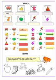 English Worksheet: colours and numbers