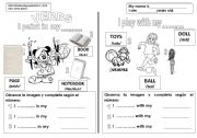 English Worksheet: verbs play and paint