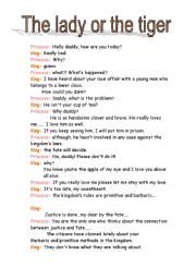 English Worksheet: The Lady or the tiger