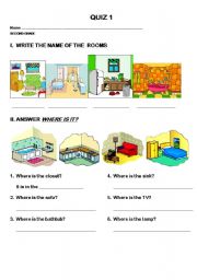 English Worksheet: rooms of the house