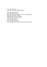 English Worksheet: Days Of The Week Song