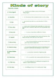 English Worksheet: Kinds of story
