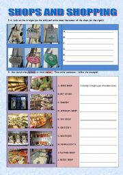 English Worksheet: Shops and shopping