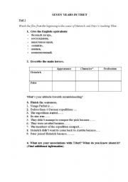 English Worksheet: 7 Years in Tibet 