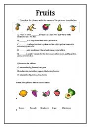 English Worksheet: Fruits