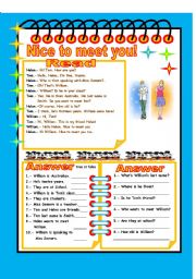 English Worksheet: Nice to meet you!