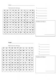 English Worksheet: Bugs Word Search