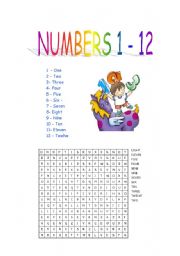 English Worksheet: NUMERS 1-12