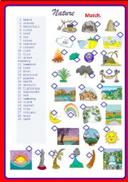 English Worksheet: Nature - matching **fully editable