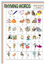 English Worksheet: Phonetic Vowel sounds:RHYMING WORDS: (a,e,i,o sounds)1 of 5