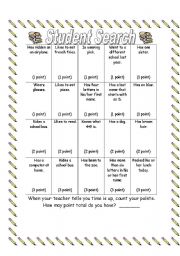 English Worksheet: Bingo
