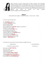 English Worksheet: Song - Believe (Cher)