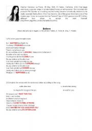 English worksheet: Song - Believe (Cher)