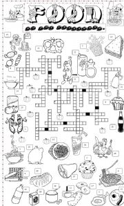 English Worksheet: food crossword 2