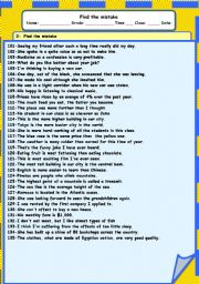 English Worksheet: 110 sentences of find the mistakes series
