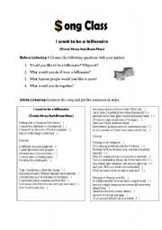 English Worksheet: I want to be a billionaire by Travie mccoy