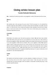 English worksheet: Suggestive modals lesson plan