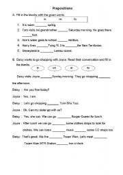 English Worksheet: P. 2 Prepositions