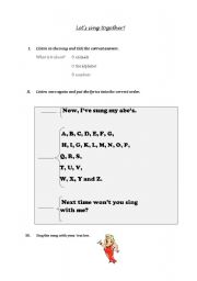 English Worksheet: The alphabet song (listening comprehension)