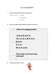 English worksheet: The alphabet song (listening comprehension)