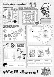 English Worksheet: Fruit & vegetables, colours & numbers, animals - 7  easy exercises for kids