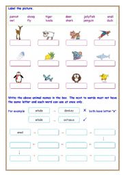 English worksheet: animals