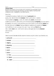 English worksheet: Context Clues