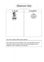 English worksheet: Classroom rules