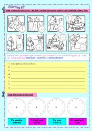 English Worksheet: Routine + Time