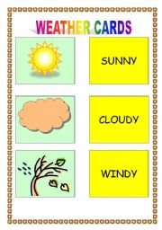 English Worksheet: WEATHER CARDS