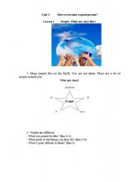 English Worksheet: character