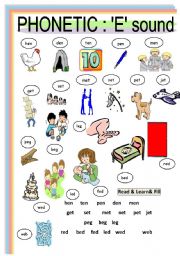 English Worksheet: PHONETIC : VOWEL e sound 2 of 5 (Pictionary)