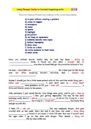 Using Phrasal Verbs in context. Letters A and part of B.