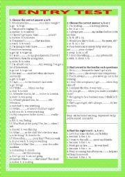 English Worksheet: Entry test