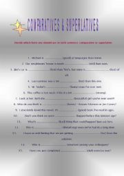 English Worksheet: ADJECTIVES: comparative or superlative?