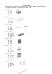 English Worksheet: Classroom Objects