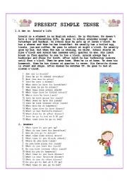 English Worksheet: A DAY IN ARNOLDS LIFE