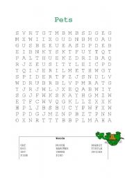 English worksheet: Word search - pets