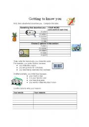 English Worksheet: Getting to know you