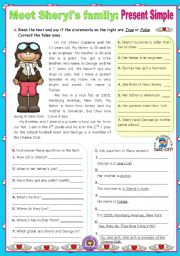 English Worksheet: Meet Sherlyls Family: Present Simple