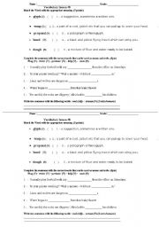English worksheet: Vocabulary lesson