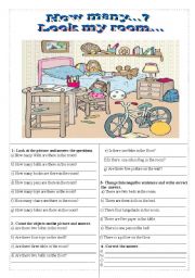 English Worksheet: How many... There are/ there is...