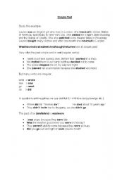 English worksheet: a short simple past explanation