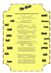 English worksheet: The Hives - Fall is just something that grownups invented