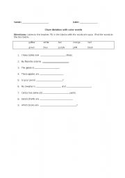 English Worksheet: Cloze Dictation: Colors