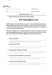 English Worksheet: WH QUESTIONS READING COMPREHENSION