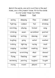 English worksheet: present and past tense